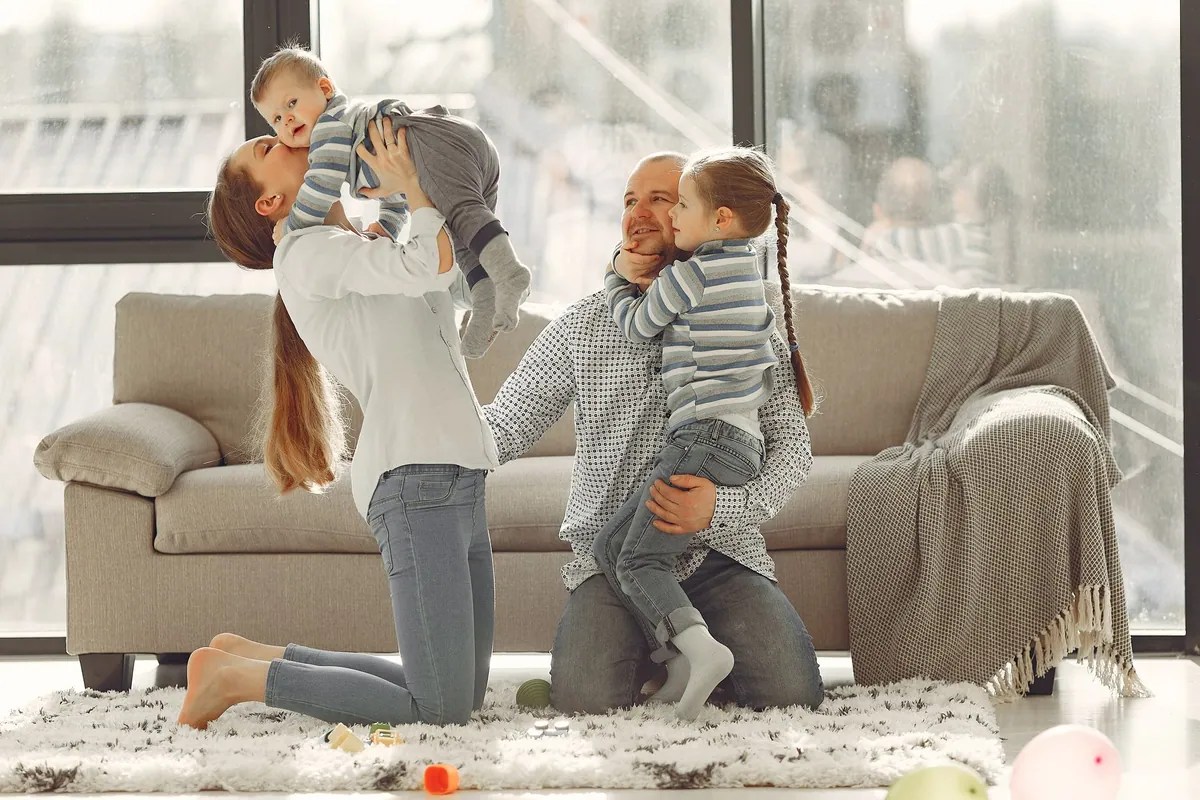 A family sharing a happy moment together at home